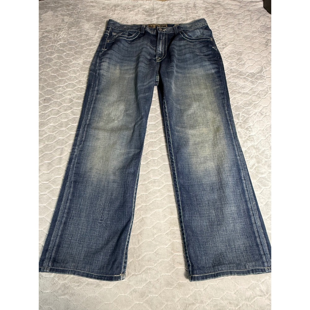 BKE Seth Mens Distressed Straight Leg Jeans Blue 36x28 Altered Y2K Grunge